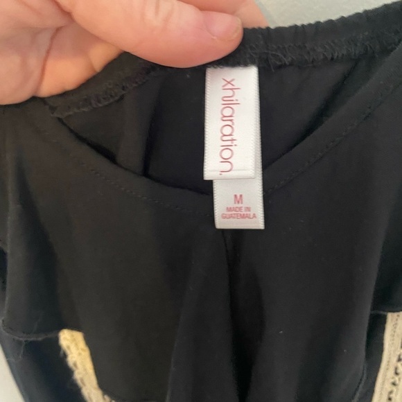 Xhilaration Medium Black Romper with Cream Ruffles - Picture 5 of 9